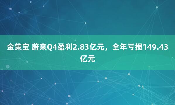 金策宝 蔚来Q4盈利2.83亿元，全年亏损149.43亿元
