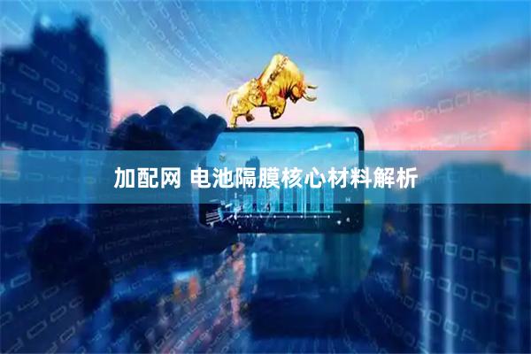 加配网 电池隔膜核心材料解析