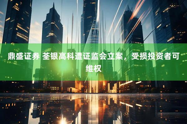 鼎盛证券 荃银高科遭证监会立案，受损投资者可维权